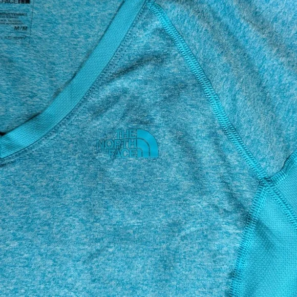 The North Face Womens Blue Heathered V Neck‎ Short Sleeve Athletic T Shirt M M - Picture 5 of 7